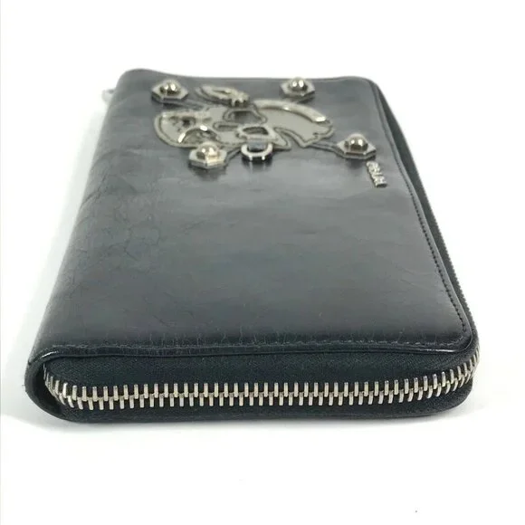PRADA 2M1264 Skull skull Long wallet Zip Around Long Wallet Leather Black